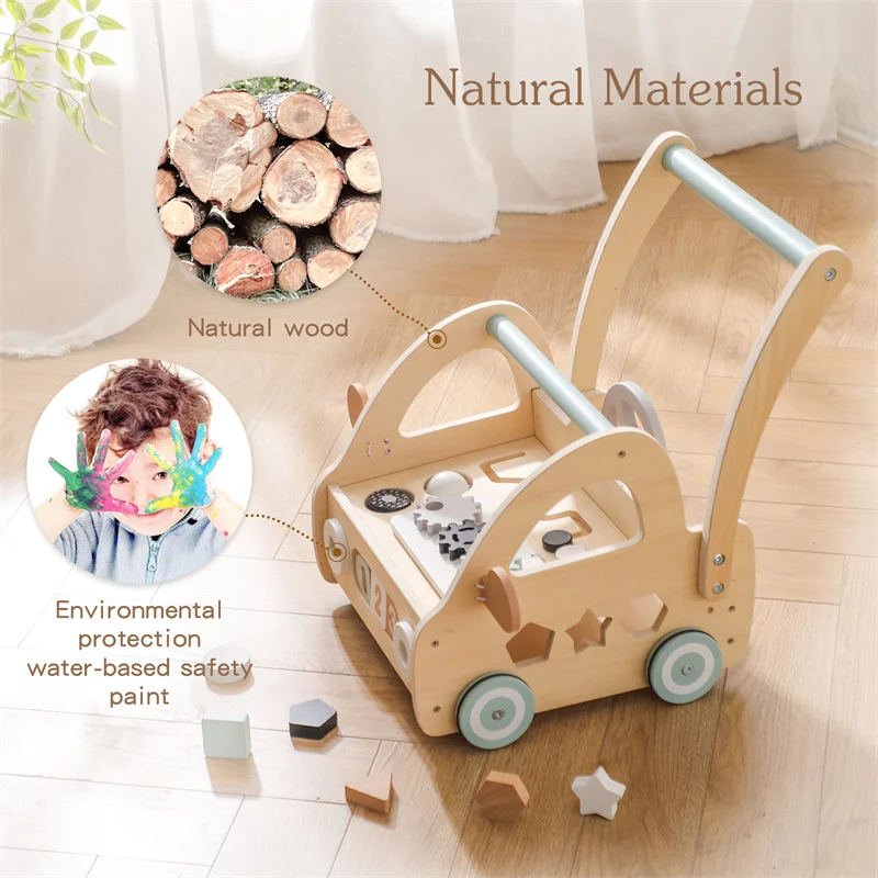 Hot Selling Wooden Multi-Functional Activity Center Unisex Toddler Push Walker for 2-4 Years Old Baby Learning Toy