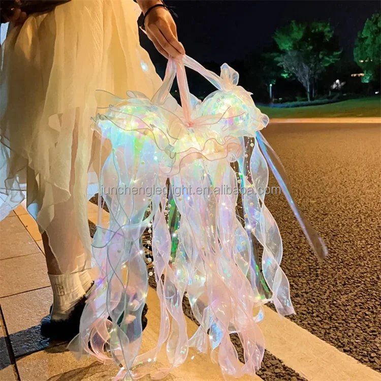 Color Changing Chandelier DIY Portable Realistic Handmade Led Jellyfish Lantern Lantern DIY Hanging Jellyfish Lamp Decor
