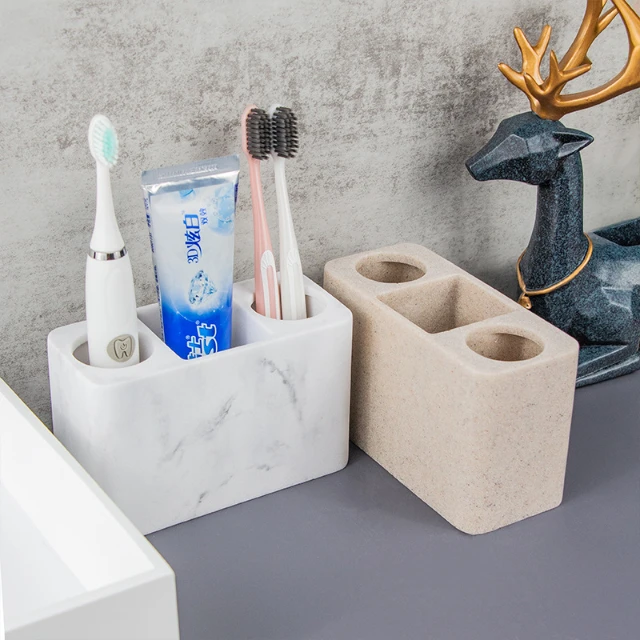 PENGARO Portaspazzolino Elettrico 5 Scomparti In Resina – Organizer Bagno Con Foro Di Scarico, Nero Opaco - 2
