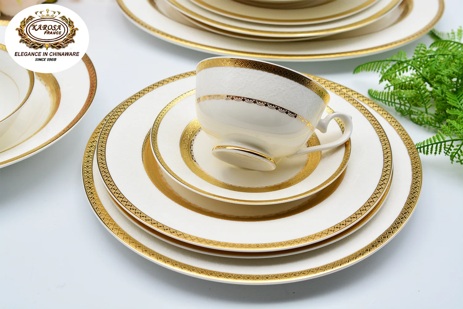 Golden Tea Set Tea Cup& Saucers Embossed Gold Decorative Porcelainware ...