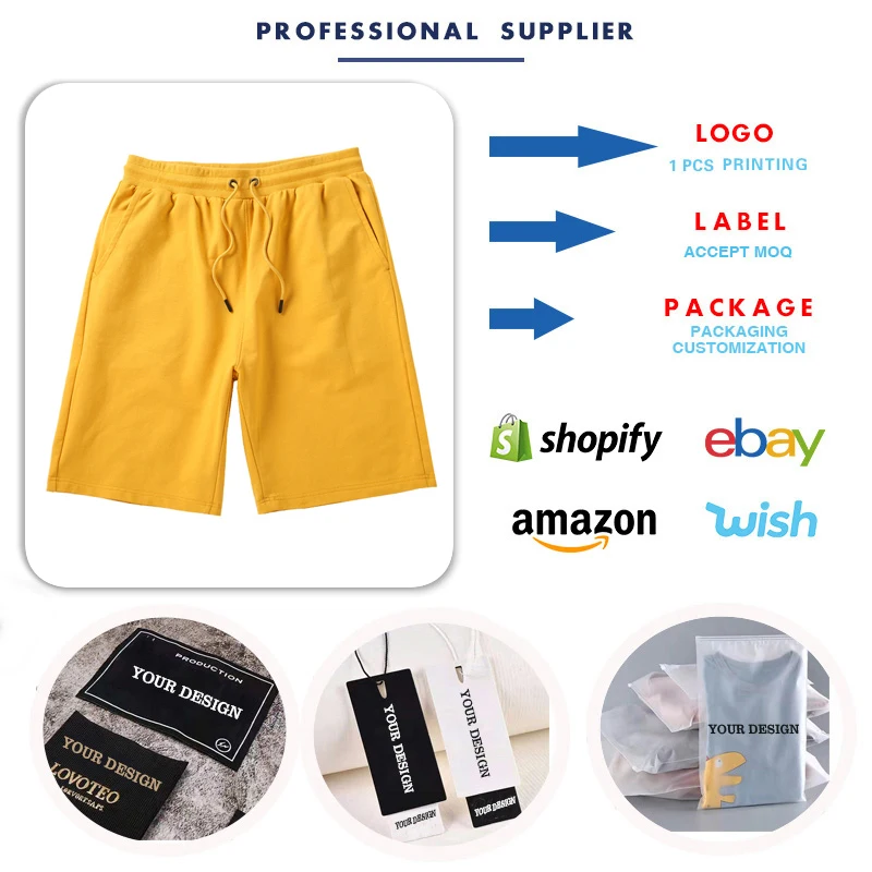 Wholesale Fashion Streetwear Summer Custom Shorts 100% Cotton French Terry Shorts Men