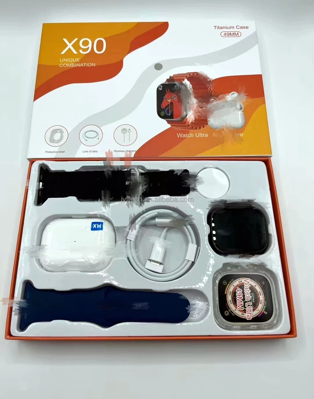 Latest Design X90 Ultra 49mm Smart Watch With Earbuds Earphone X90 ...