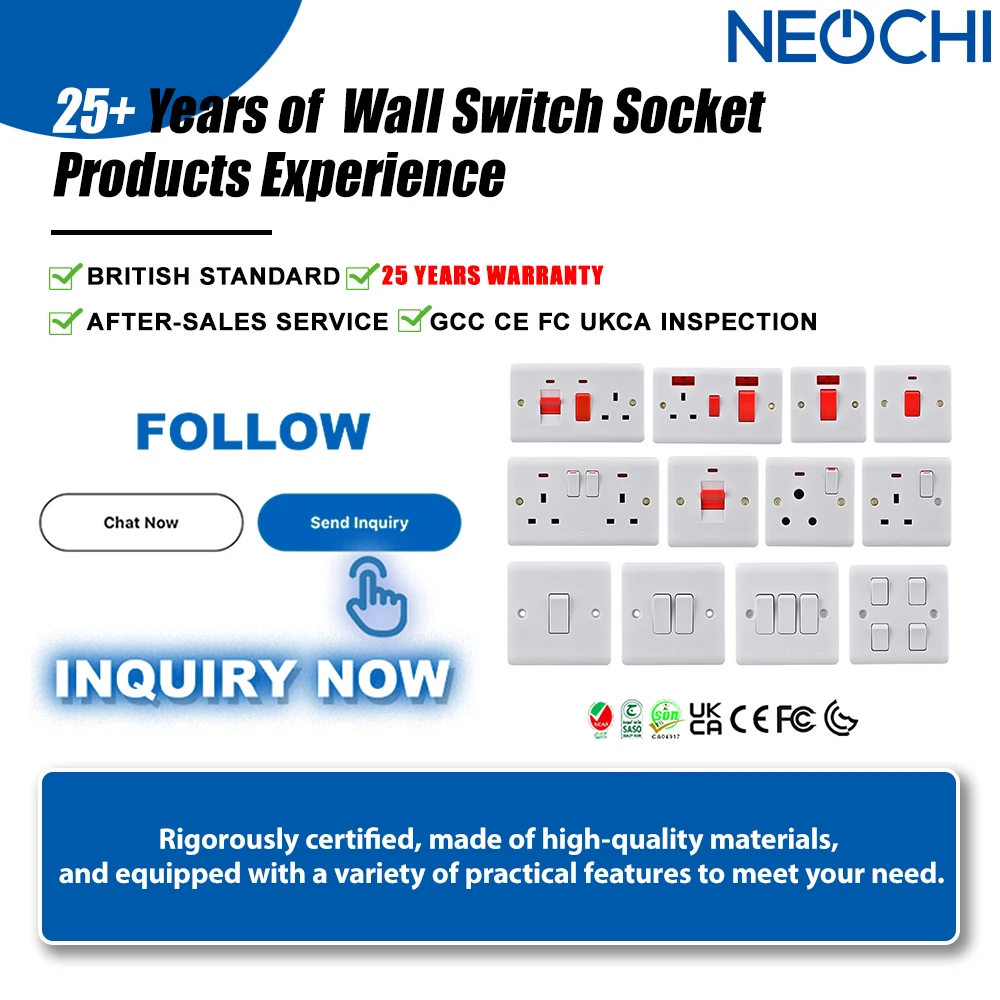 Factory Sales Simple White Fireproof Safe Market Wall Switch Socket for Home Office Hotel Use