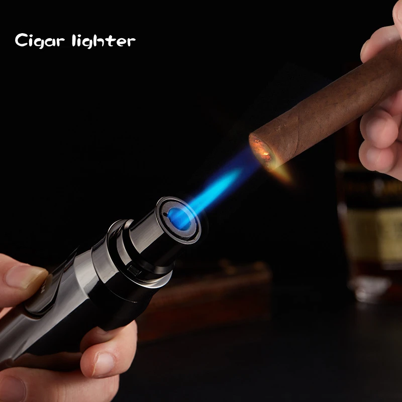 Metal Bullet Shape Windproof Torch Lighter Refillable Butane Jet Flame Cigar Lighter JOBAN 596