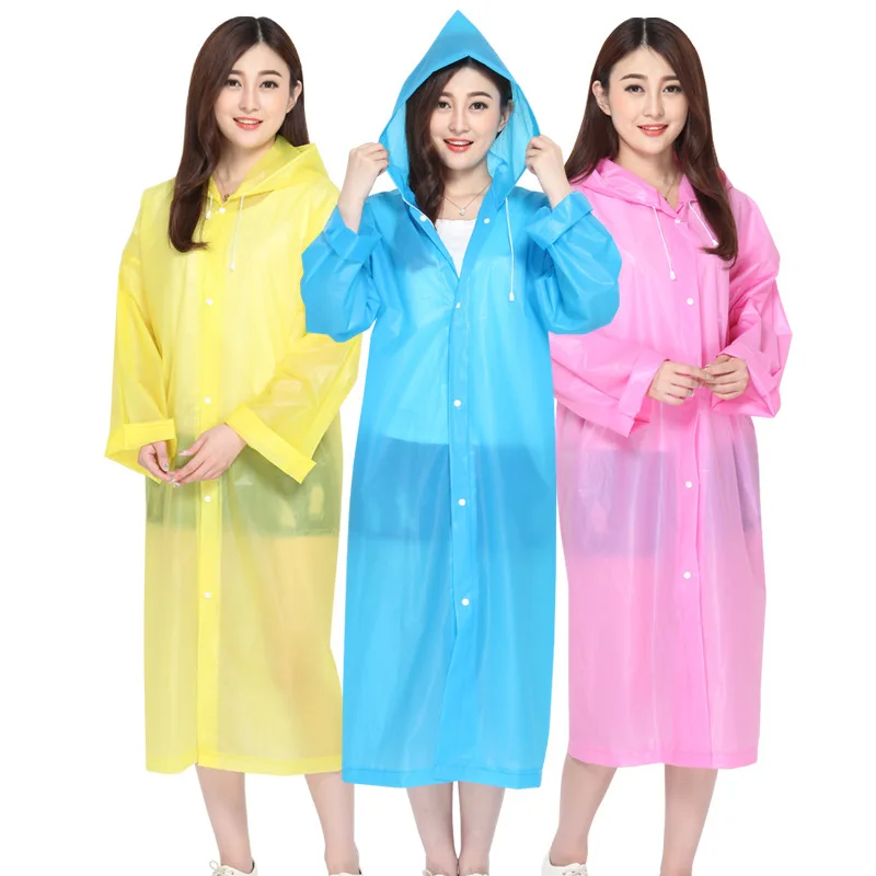 Non-disposable Outdoor Eva Transparent Adult Ladies One-piece Raincoat ...