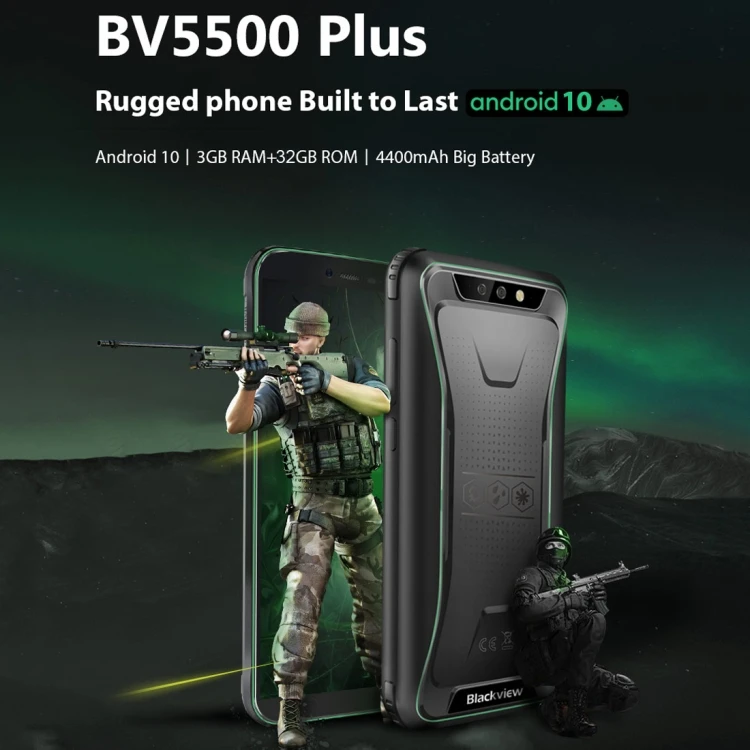 Blackview BV5500 Plus 2020 3GB+32GB 5.5 inch 4400mAh Rugged Phone Android 10