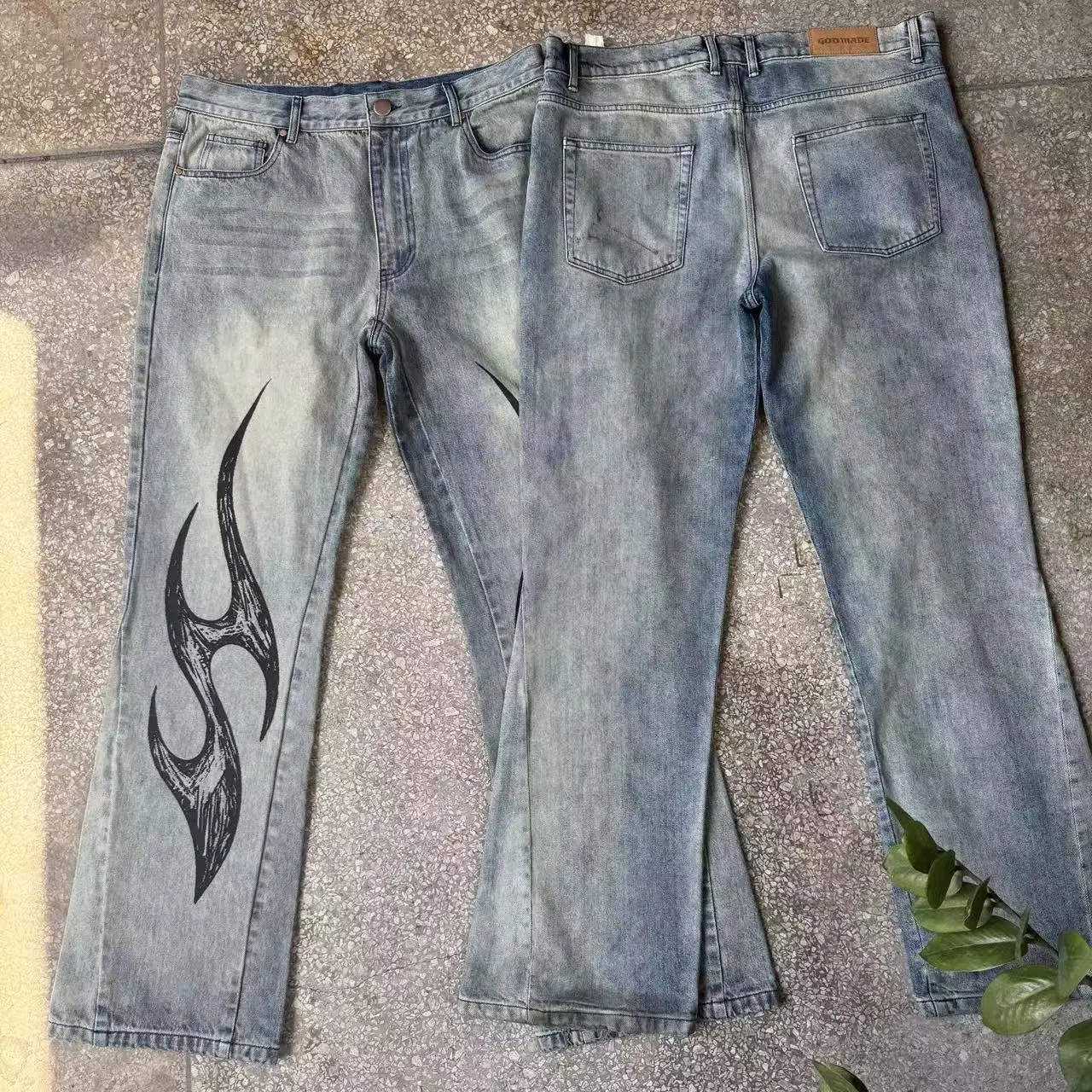 Jeans Homme Manufacturer Custom Baggy Denim Pant 15.5oz Bootcut Salvage Raw Boot Cut Japanese Selvedge Flared Denim Jean for Men gallery 7