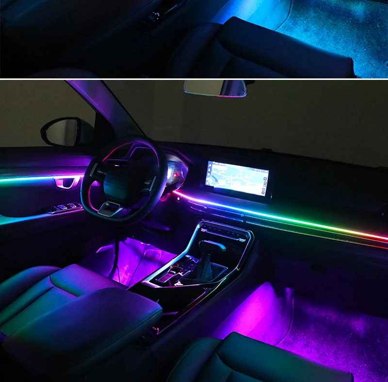 Lumière LED D'ambiance Pour Voiture - USB - 7 Couleurs RVB Dégradées - Contrôle De Luminosité - Installation Facile - 7