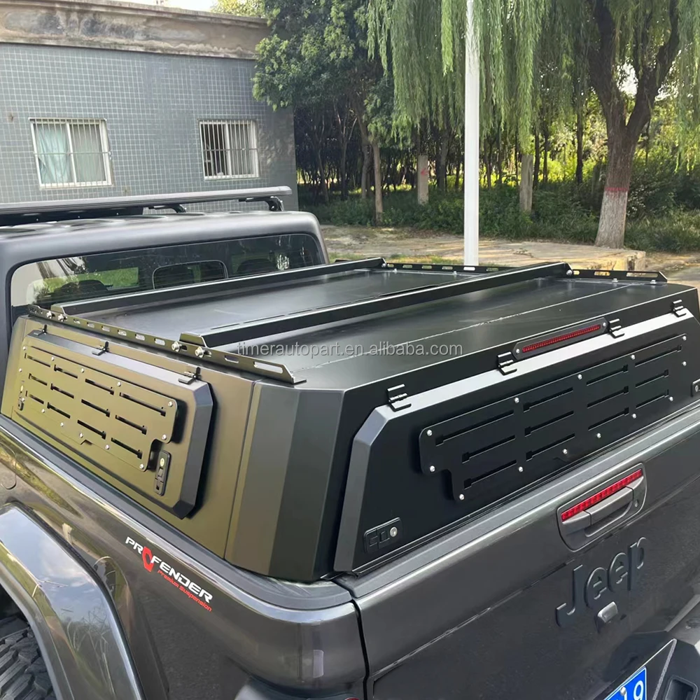 Waterproof Pickup Half Height Camper Shell Topper Hardtop 2020 Jeep Gladiator Trunk Tonneau Back Bed Cover Sliding Glass Windows