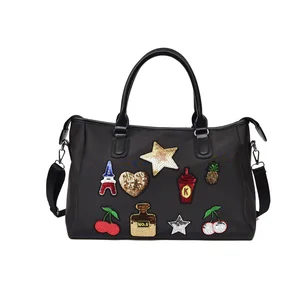 Casual Fashion Double Handles Sequin Women Shoulder Crossbody Duffle Bag Travel