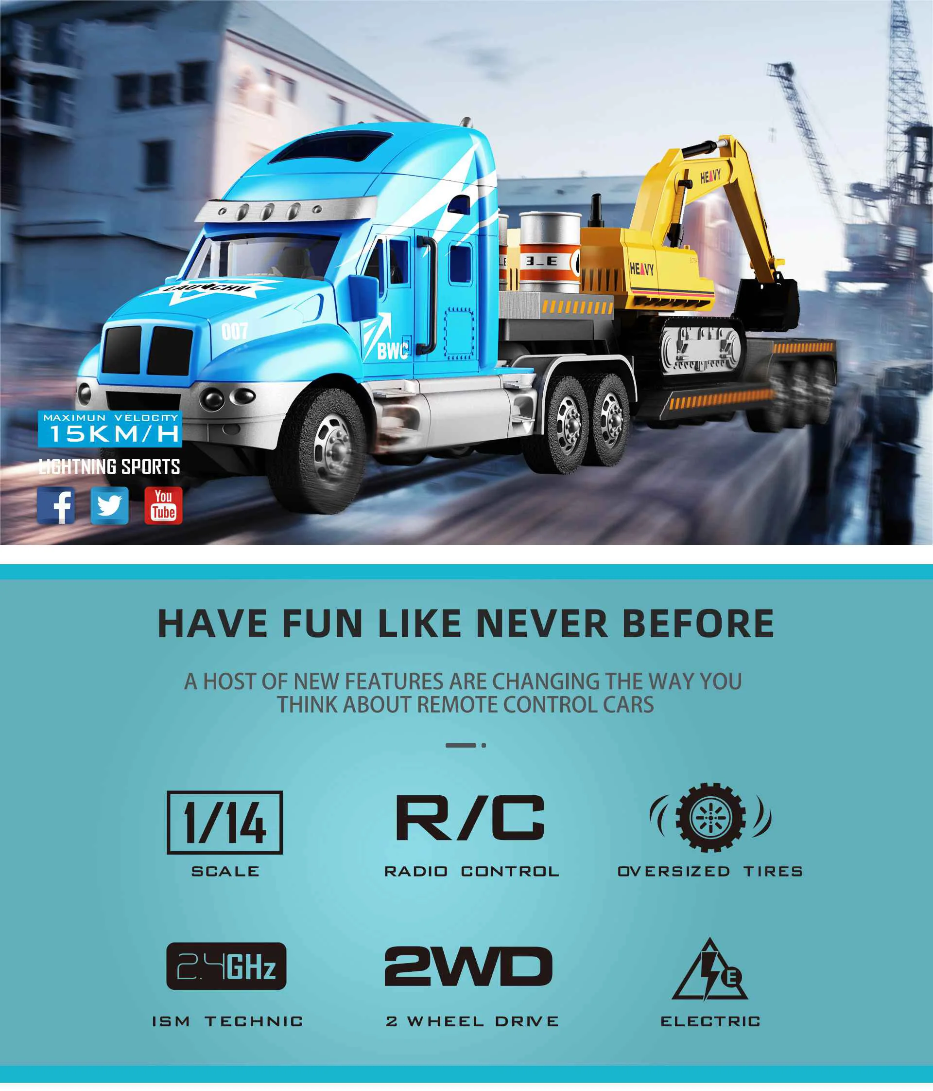 1/14 Full Functioning Rc Tractor Trailer Transporting Toy For Kids Semi Trailer Kit Tow Truck