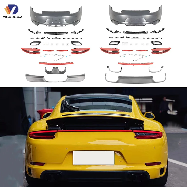 Top Auto Car Parts Body Kits Rear Bumper Manufacturer For Porsche 991 911 2012-2019 Upgraded With