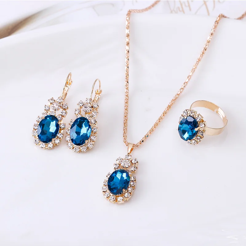 Fashion New Hot Selling Gemstone Claw Chain Diamond Necklace Earrings 