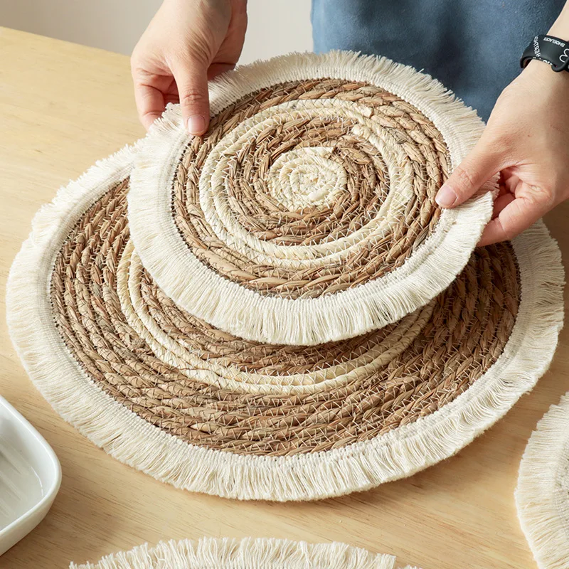 Tabletex Natural Type Water Hyacinth Placemat Cotton Tassel Handmade ...
