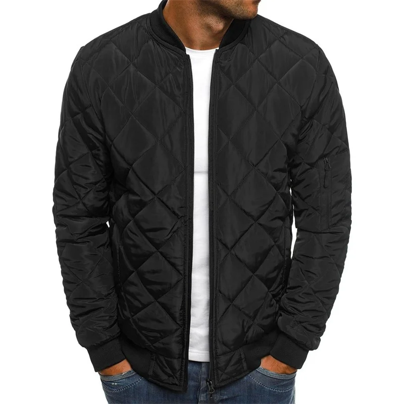 High Quality Black Warm Cardigans Coats Thick Print Zipper Cotton Men Puffer Down Jacket Winter_voghion.com