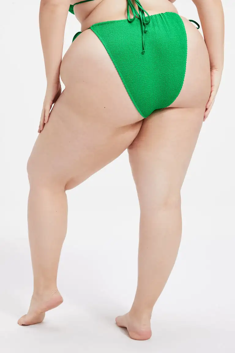 Plus Size Designer Swimwear Custom Anti-UV Thong Bikini Ruffles Green Swimwear Fat Woman in Bikini