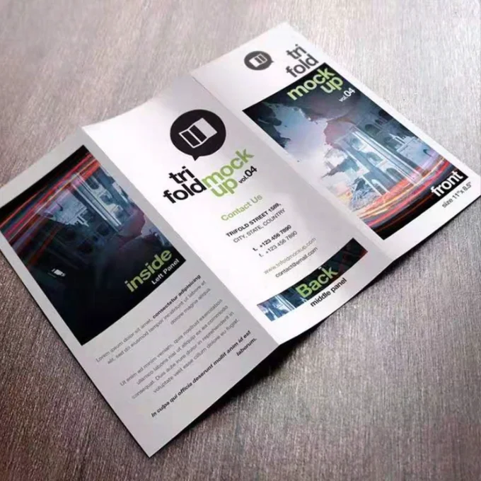 Low Price 2023 Printed Promotion Flyer Leaflet Booklet Printing Cheap Brochure Folded Trifold Leaflet Printing
