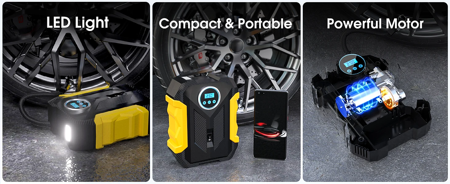 Digital Tire Inflator Portable Air Compressor with LCD Display (CT6)(3U60) main image 1
