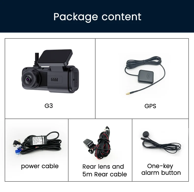 4G Mini Dashcam with 2K Dual Lens Record & WIFI GPS Tracking