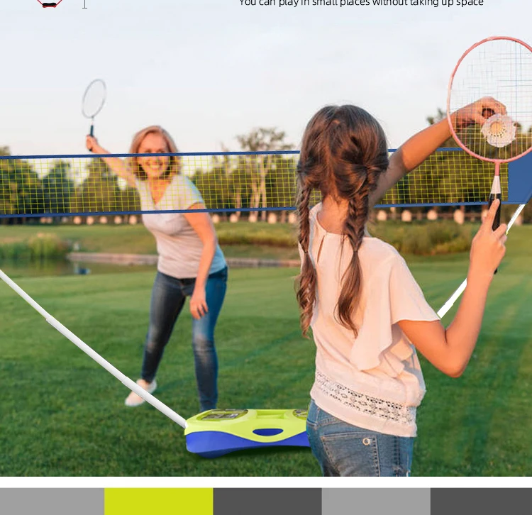 product foldable portable badminton net set durable ppps material storage base rackets shuttlecocks combo backyard beach park junye-3