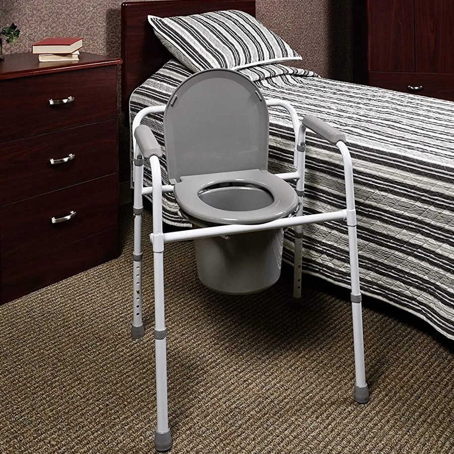 Steel Folding Bedside Commode Chair,Height Adjustable Commode Chair With Bedpan Buy Commode