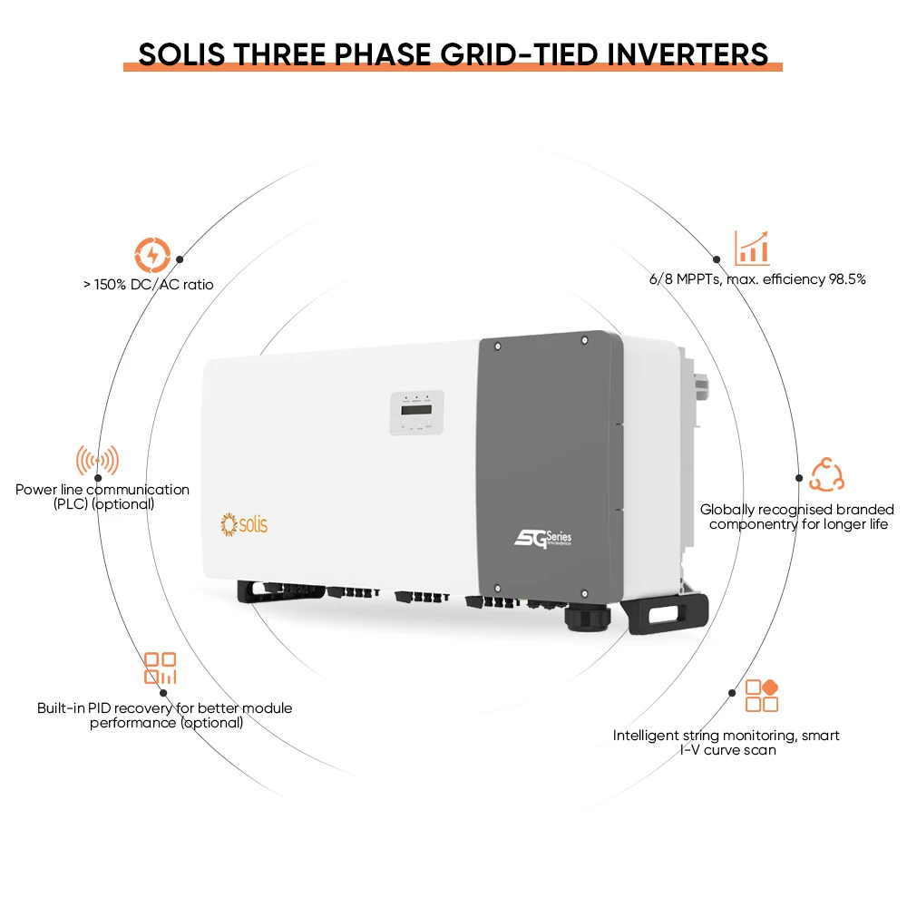 Solis 3Phase 10MPPT on Grid Solar Inverter 80kw 100kw 110kw Three Phase Solar Inverters Price