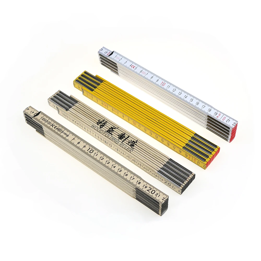 BECOL High Quality Woodworking Drawing Measuring Tools Multi-functional 2M Wooden Folding Ruler with Custom Logo