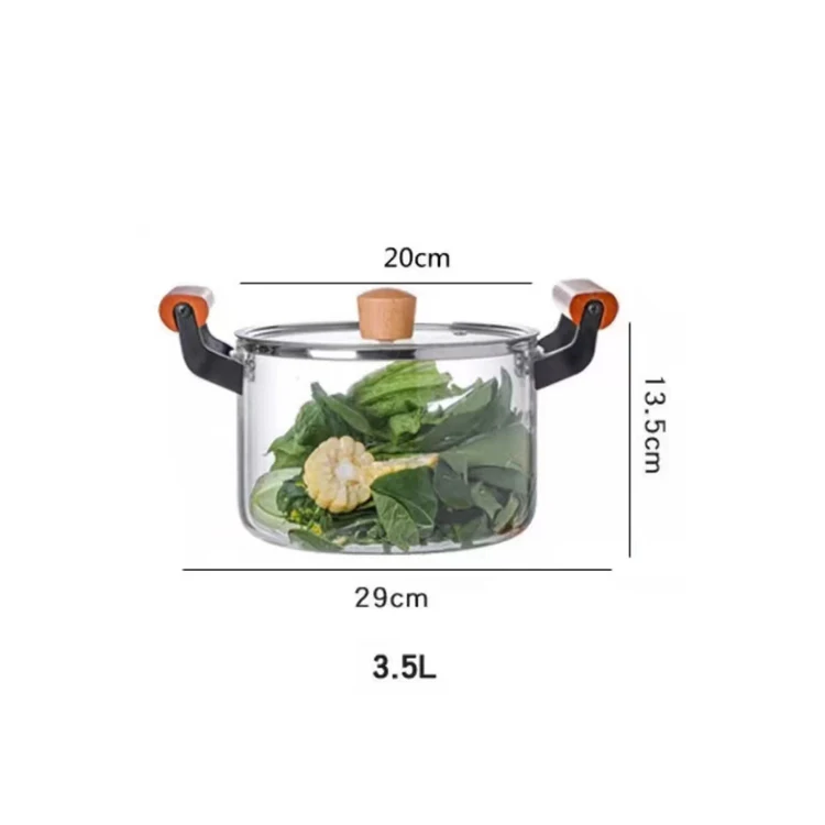 Good price 2.5L 3.5L 4.5L 5.5L transparent thickening heat resistant glass cooking pot supplier