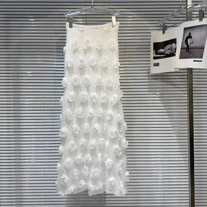 Wholesale winter 2026 new fashion elegant temperament casual three-dimensional flower French dress solid color women's skirt