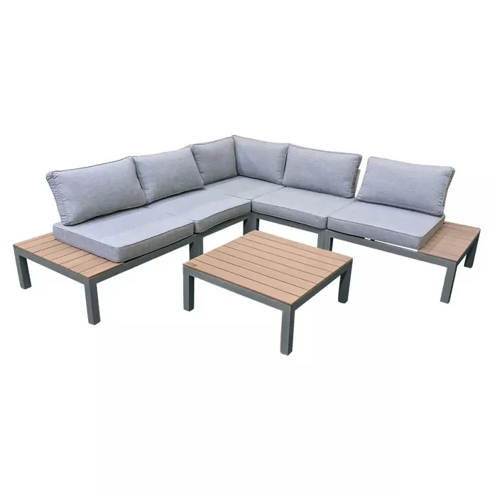 Modern Garden Metal Furniture Sets Outdoor L Shape Cast Aluminium Frame
