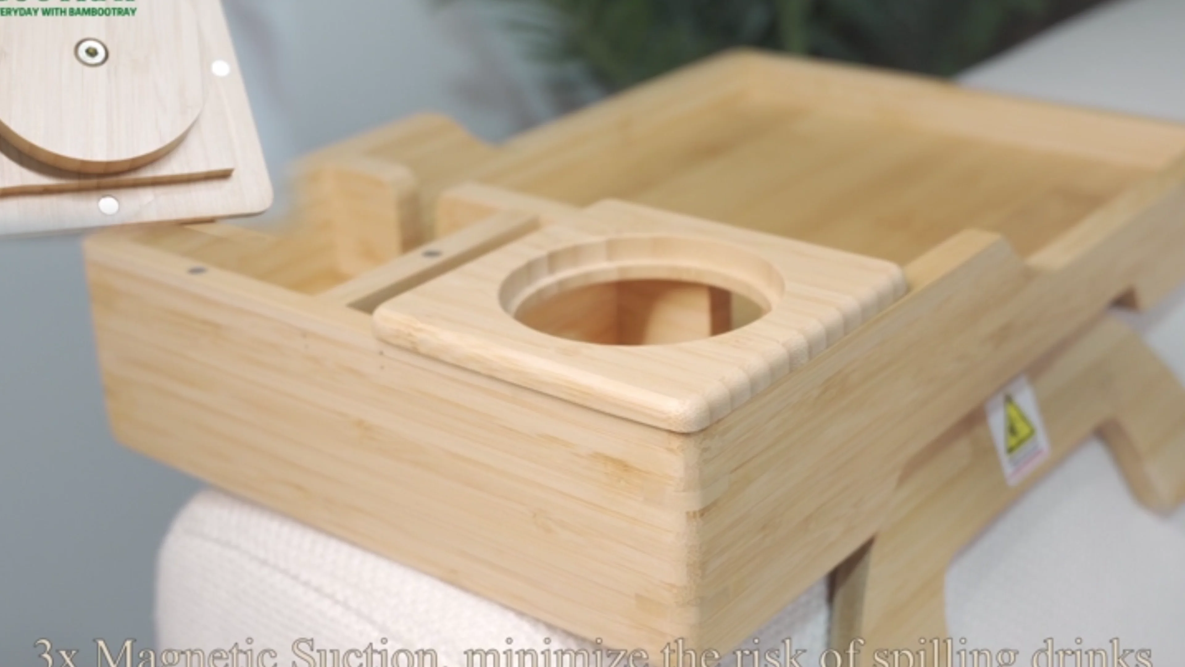 New Arriving 360 Degree Rotating Folding Sofa Arm Clip Tray Wooden Sofa