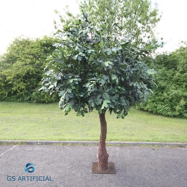 Artificial Oak Trees UV Resistant Silk Green Simulation Trees Oak Branch With Leaves for Garden Landscaping Artificial Plants