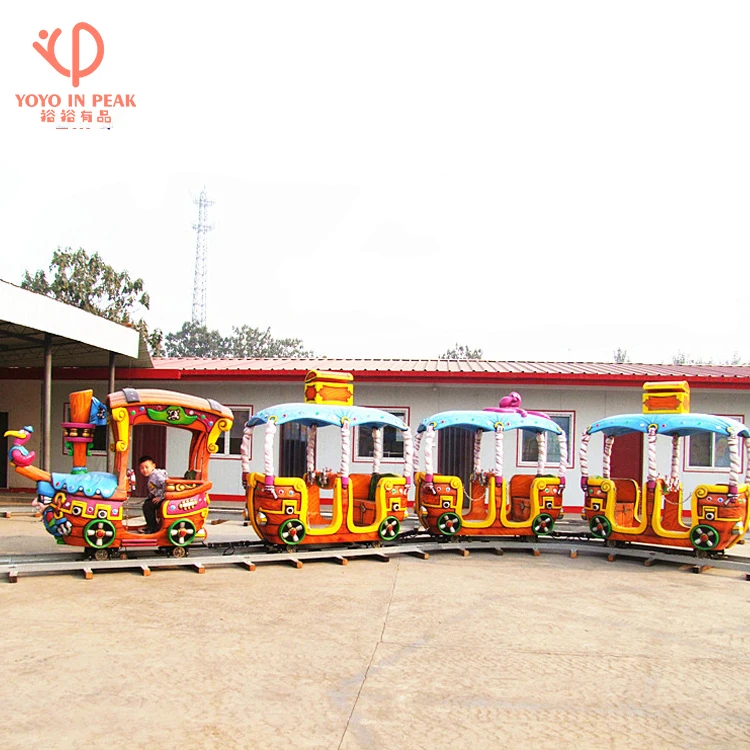 Outdoor Track Train Rides Kids Electric Train Kids Fiberglass 6 Cabins