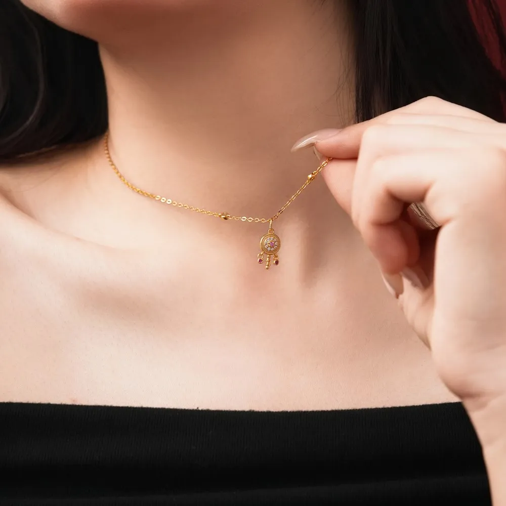 KAKODIY Stylish Unique Rhodium Plated 18K Gold 925 Sterling Silver Link 5A Cubic Zirconia Rattle Pendant Necklace detail 5