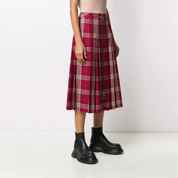 women casual red plaid pleated skirt - buy red plaid skirt