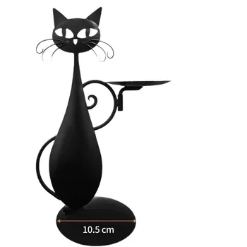 Vintage - Styled Black Cat Metal Candlestick, a Rustic Farmhouse Decor for Dining Tables and Housewarming Gifts
