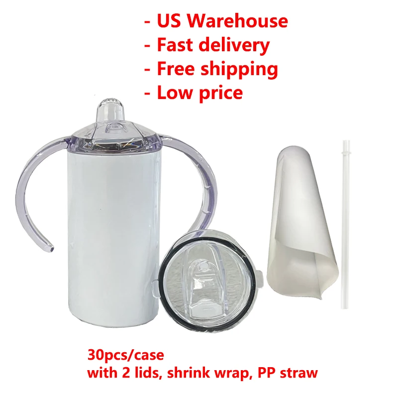 Source US warehouse 12oz Straight Sublimation Blanks Kids Tumbler Stainless  Steel Vacuum Pacifier Cups Kids Sippy Cup With Double Lids on m.