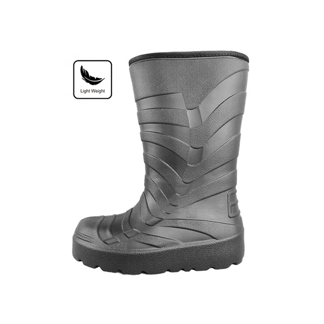 Western Style Men Shoes Botas De Lluvia Industrial Fishing Knee Length No-slip Waterproof Reusable Black EVA Working Rain Boots