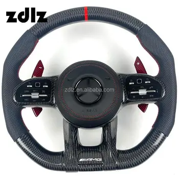 Black leather steering wheel for Mercedes Benz AMG CLS G CLASS W217 W218 W219 W222 W253 W463 W464 Carbon Fiber Steering Wheel