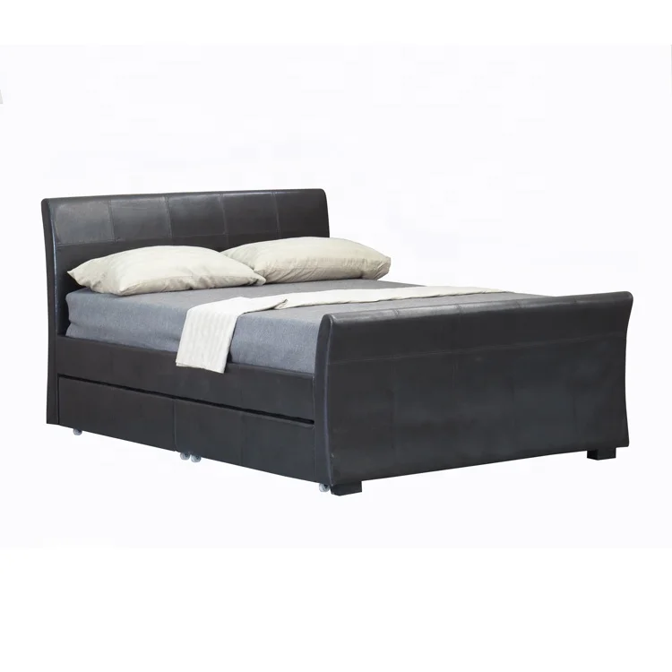 Современный дизайн, мебель для спальни в европейском стиле, мягкая кожаная кровать для хранения королевского размера с выдвижным ящиком