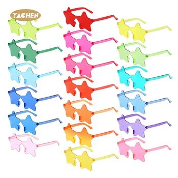 YACHEN Star Shaped Rimless Party Glasses Transparent Candy Color Party Glasses Irregular One Piece Fun Party Eyewears