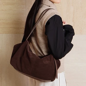 Manufacturer Wholesale Custom Retro Women's Genuine Leather Fashion Lady Frosted Crossbody Shoulder Bag Zipper Closure Large