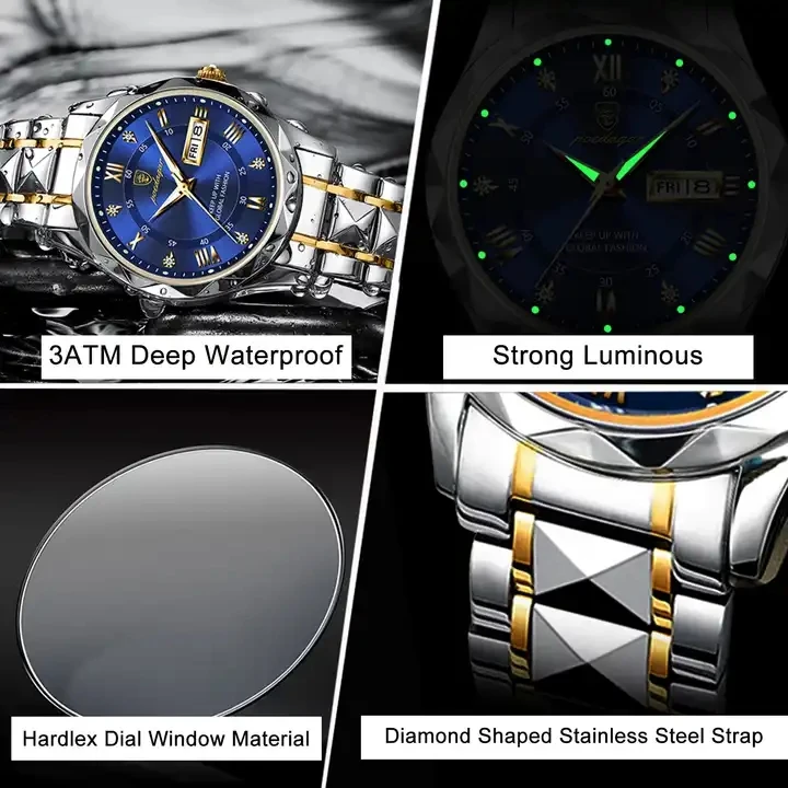 OEM POEDAGAR 615 Men's Watch Fashion Quartz Watch for Men with Calendar Luminous Hands L aperçu 5