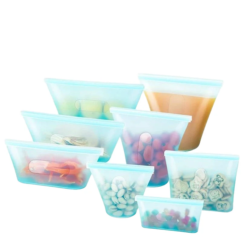 Extra Large Reusable Fresh Clear Ziplock Silicone Food Grade Freezer Bag Custom Logo for Food Storage Container for Food