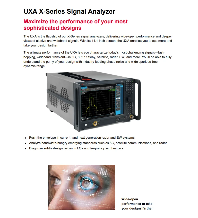 Realtime Spectrum Analysis N9041b 2 Hz To 110 Ghz Keysight Rf Test