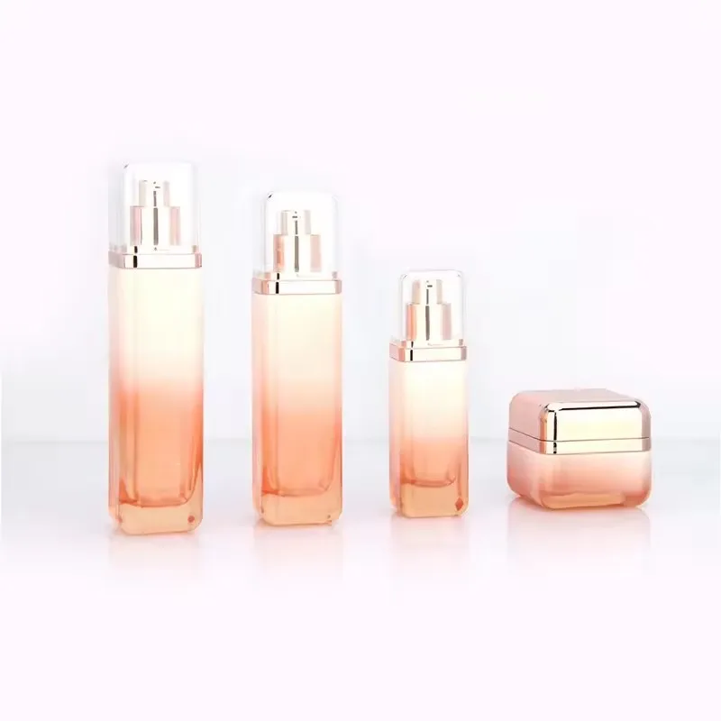 Glass container 50g40ml100ml120ml packaging cosmetic set lotion toner serum pump jar skincareglass packaging