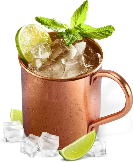 500ml Capacity Pure Copper Moscow Mule Mugs with Riveted Handles