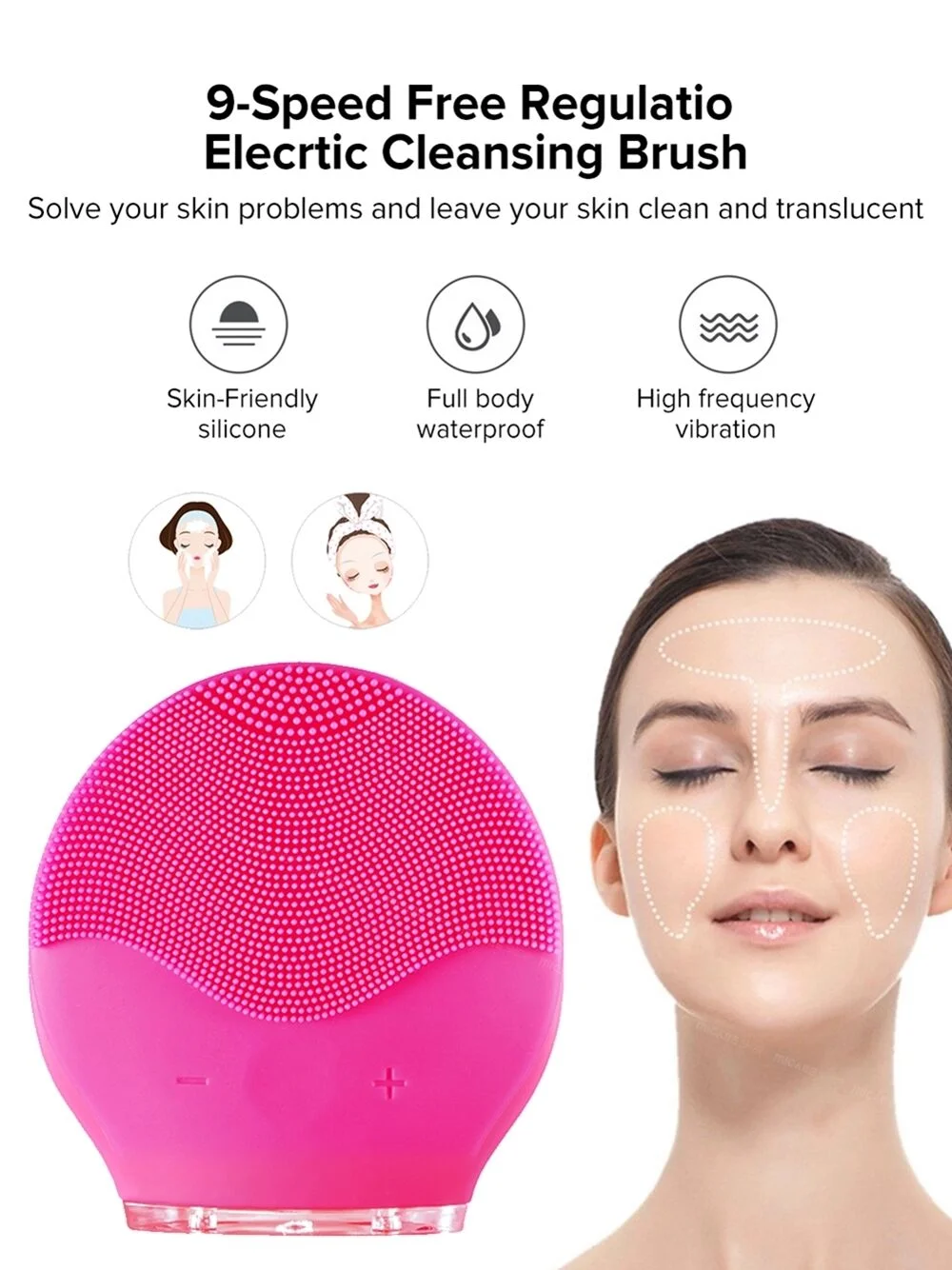 Rechargeable New Waterproof Electric Silica Gel Cleanser Vibrating
