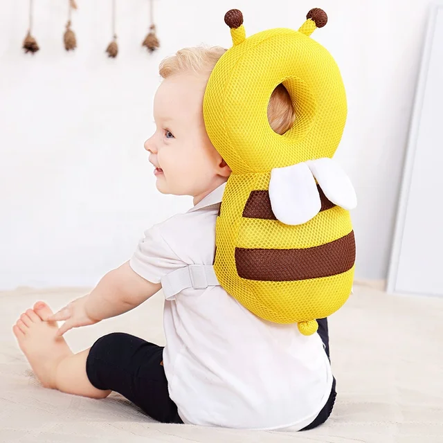 Yellow Bee Breathable Mesh Design Safety Baby Head Protector Baby Pillow Toddler Head Protection Backpack