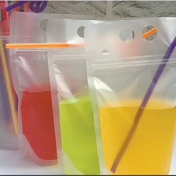 Juice packaging sack bags Drink pouch with straw beverage pouch